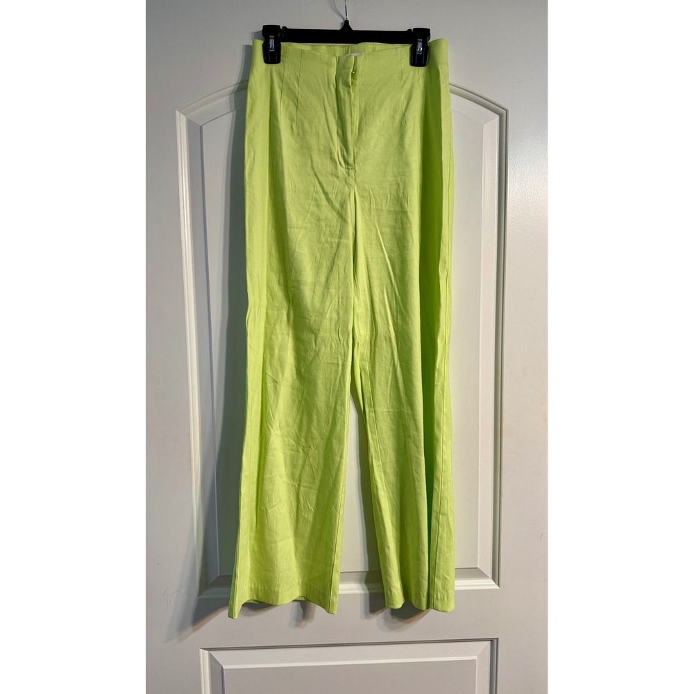 House of Harlow 1960 Wide Leg Pants 4 Lime Green Linen Blend Coastal Grandmother